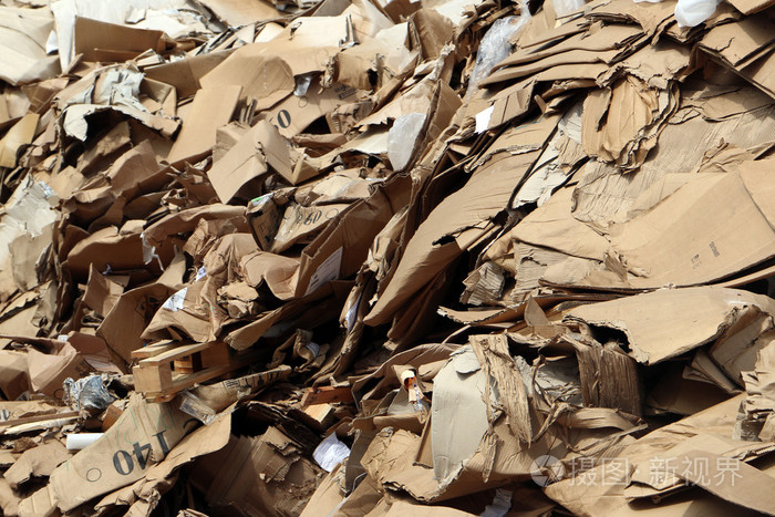 垃圾填埋场中的纸板堆