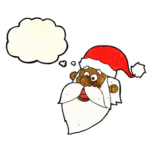卡通欢乐圣诞老人脸与思想泡泡