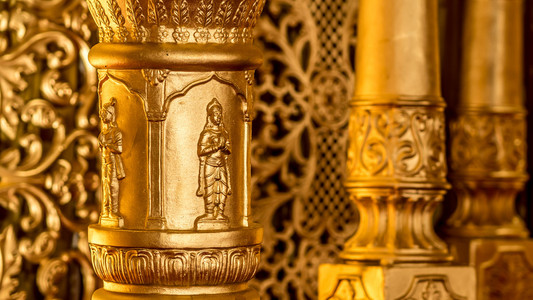 印度临时金色印度教 寺 用于婚礼