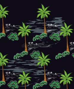 椰子树在夏天到天堂岛和黑色的背景。