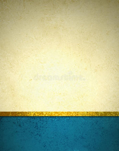 金色米色背景，蓝色页脚边框，金色丝带镶边，古色古香的质感