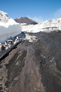 春天的埃特纳火山。