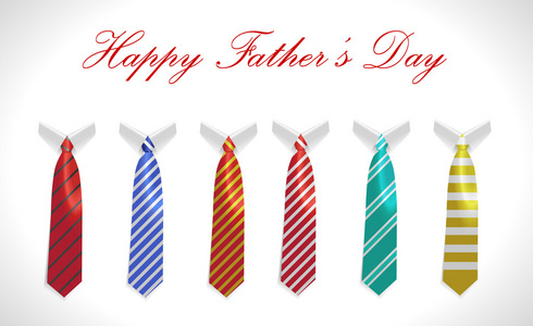 快乐的父亲节，贺卡与外套和领带套装矢量图 eps10