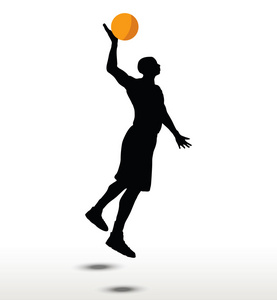 满贯姿势篮球球员 slhouette篮球球员年轻活跃的运动剪影矢量背景篮球