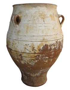 在克里特岛，希腊古代粘土米诺斯双耳瓶