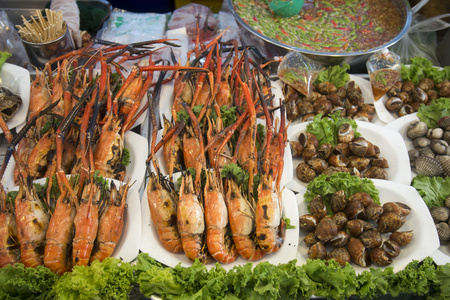 亚洲泰国曼谷河畔食品 Streetfood 海鲜