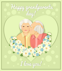 假日卡。 祖父母日。 已婚夫妇。 祖母和
