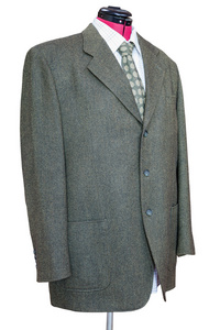 绿色粗花呢夹克与衬衫和领带孤立