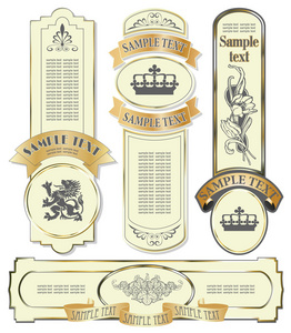 金框标签上不同主题的装饰和设计