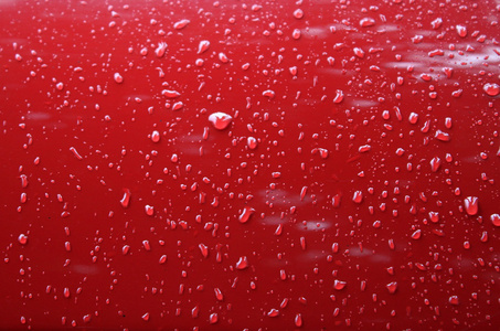 防水处理涂层后, 汽车表面的水滴