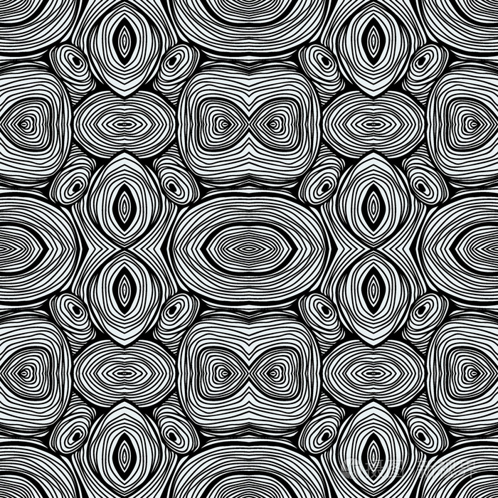 无缝的单色卷曲抽象涂鸦图案-黑色和白色设计插画-正版商用图片1k2enj