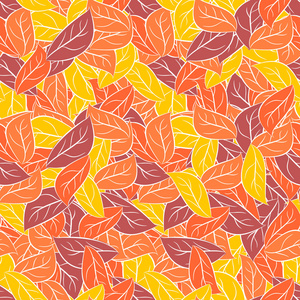 彩色的秋叶。 矢量无缝图案FA
