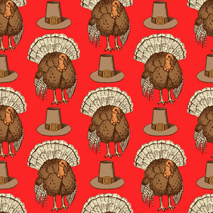 素描感恩节帽子和土耳其图片