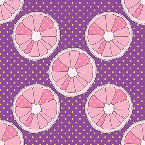 矢量紫色无缝模式.橘子和点照片