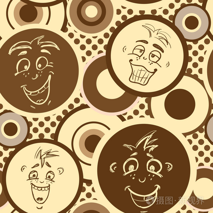 无缝棕色纹理图案,快乐的情绪