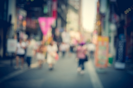 散景模糊图像的韩国首尔城市街道