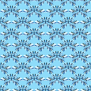 蓝色背景无缝图案矢量的抽象蓝色花朵