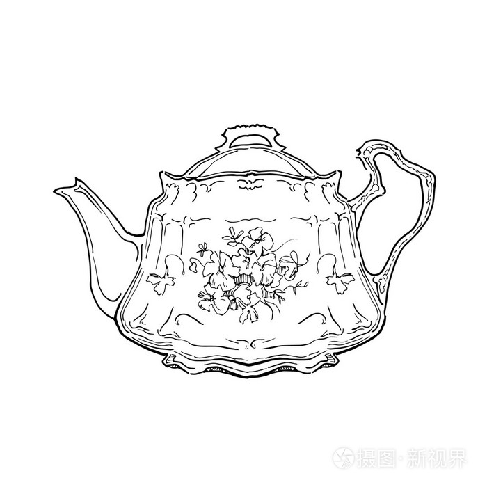 手工茶具的剪影.矢量图插画-正版商用图片1k2yi7-摄图新视界