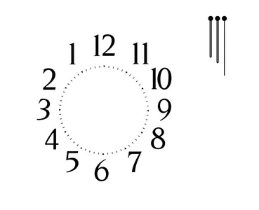 时钟表盘，白色背景上的箭头