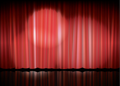 剧院舞台红幕与射灯