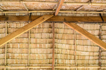 茅草屋顶泰国小屋内