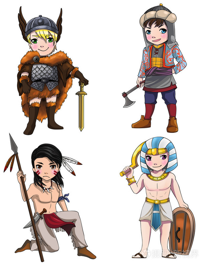 古代卡通战士战士战士战士士兵和军事军阀