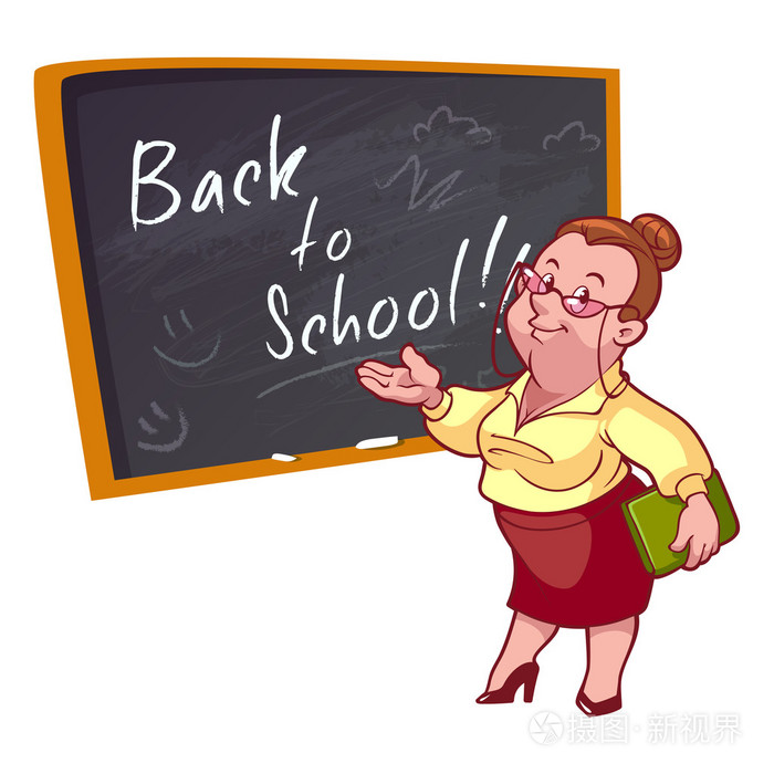 卡通老师站附近的学校董事会.它制作图案矢量