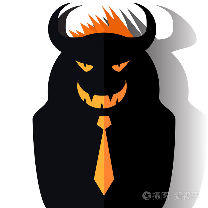 恶魔带上白色孤立的笑容