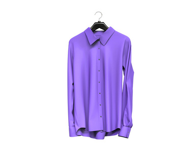 孤立在白色背景上的紫色长袖衬衫