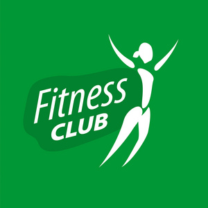 健身俱乐部在绿色背景上的矢量标志