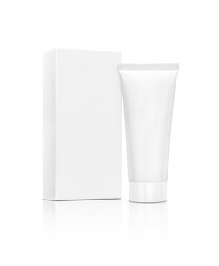 空白的包装化妆品软管与孤立的白色背景上的框
