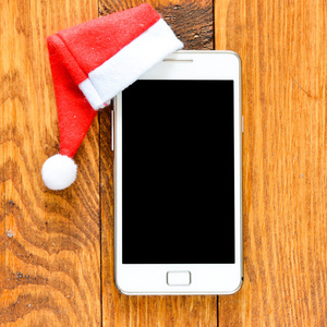 smartphon 在圣诞帽子