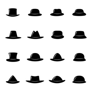 黑色帽子，矢量图的集合