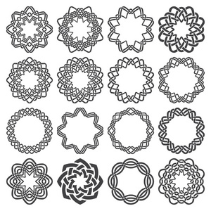 十六个八角形装饰元素条纹编织