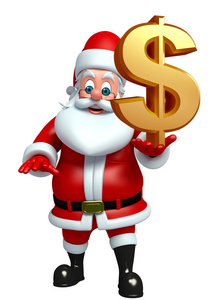 卡通圣诞老人与美元