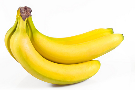 在白色背景上的新鲜香蕉