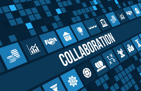 collaborationconcept 图像与业务图标和 copyspace
