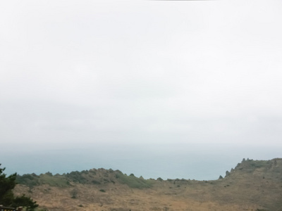 蓝色的海洋上岛韩国济州岛火山口