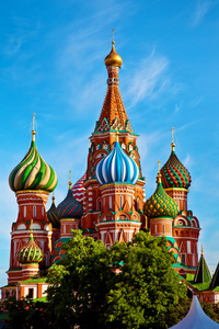 在莫斯科，俄罗斯的圣瓦西里大教堂