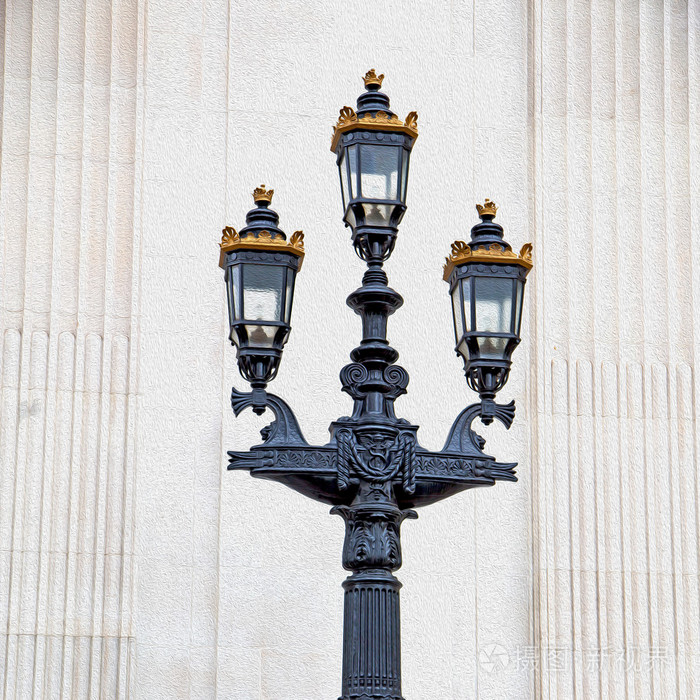 欧洲伦敦灯笼和抽象照明墙上