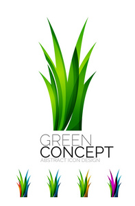 集抽象生态植物图标 业务标识自然绿色概念 清洁的现代几何设计