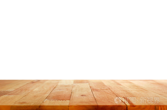 木桌上白色背景上