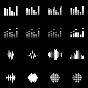 矢量白色音乐声波图标集