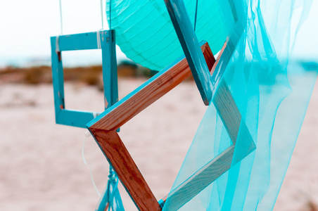 夏季海滩装饰 相框用透明硬纱或丝的海面背景