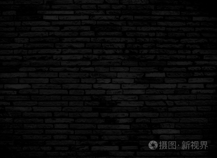 黑色砖墙背景或纹理
