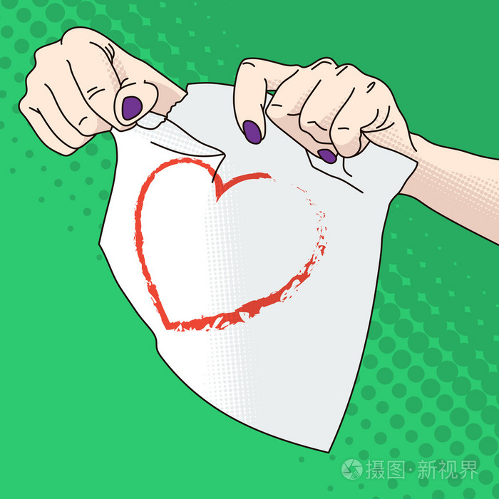 女手撕纸用一颗心的插图