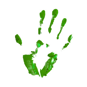 绿色润滑剂水粉画手的印记图片