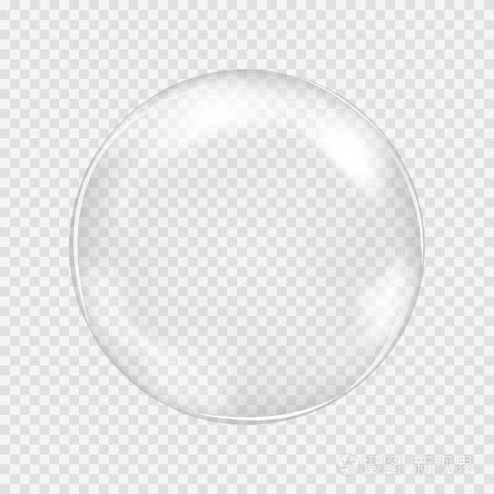 白色透明的玻璃球体的怒视和亮点
