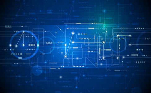 矢量图抽象未来派眼球高计算机技术电路板上