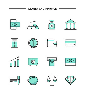一组货币和金融的图标